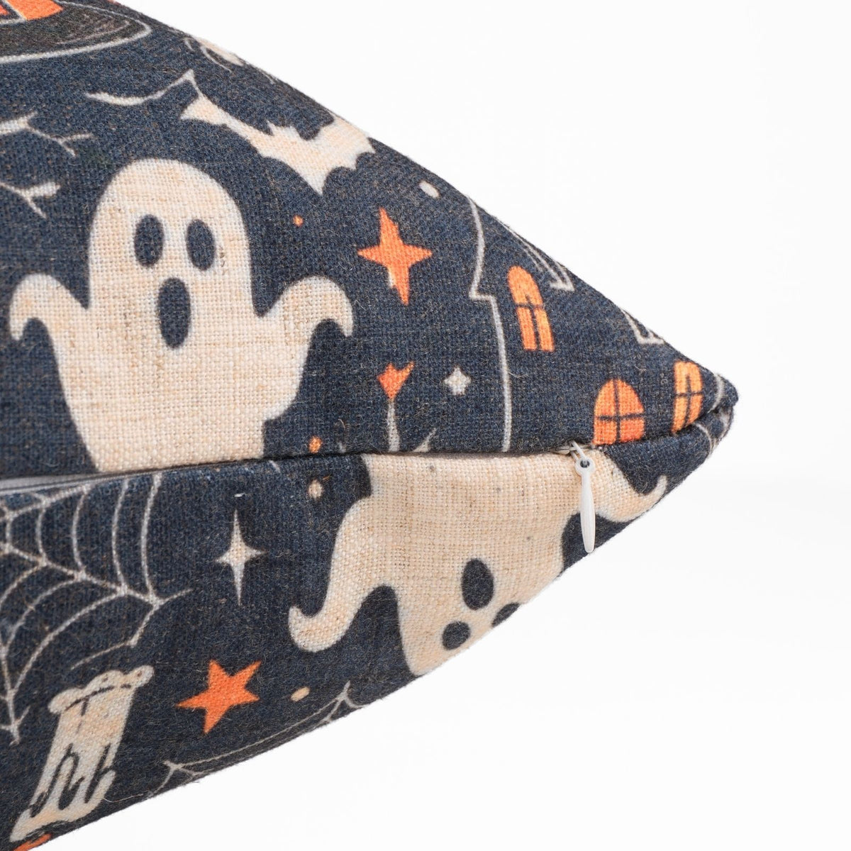 Halloween Ghosts Pumpkins Linen Cushion Cover Skeleton Decor