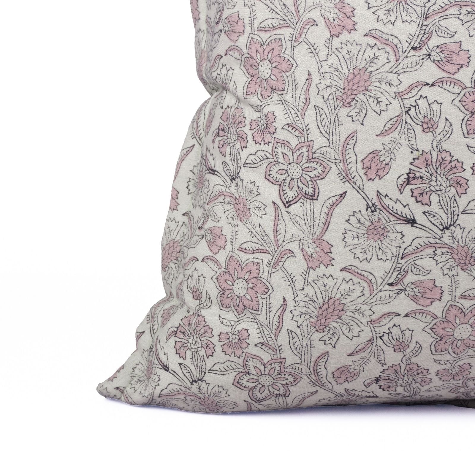 Indian Block Print Linen Blend Oxford Cushion Cover - Jarul