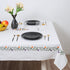 Hand Embroidered Orange and Blue Floral Cotton Tablecloth