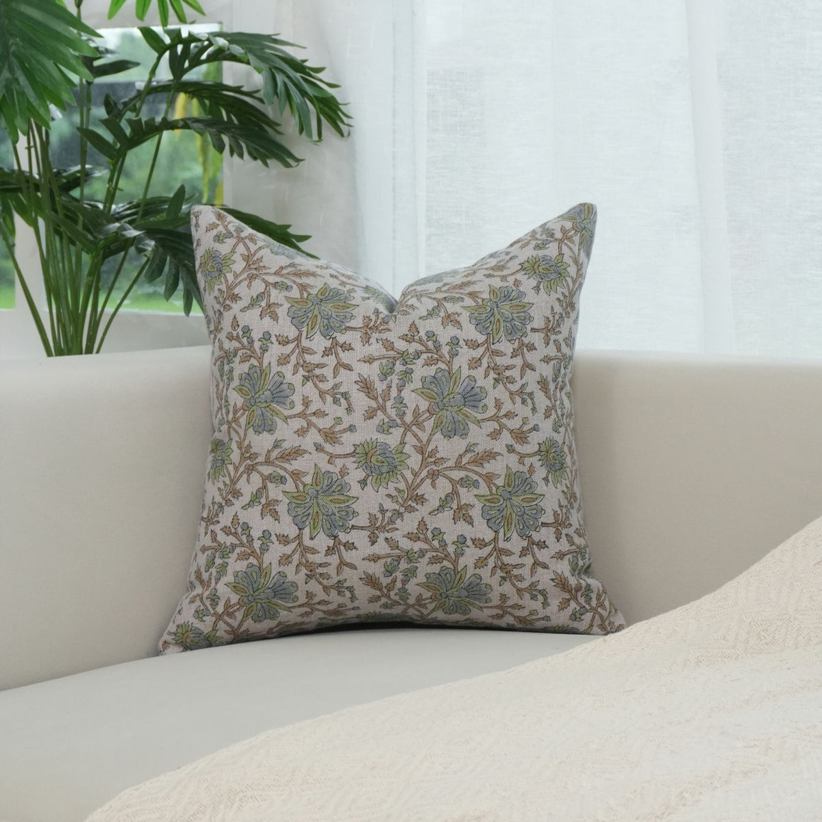 Block Print Neerable Linen Cushion Cover for Living Room