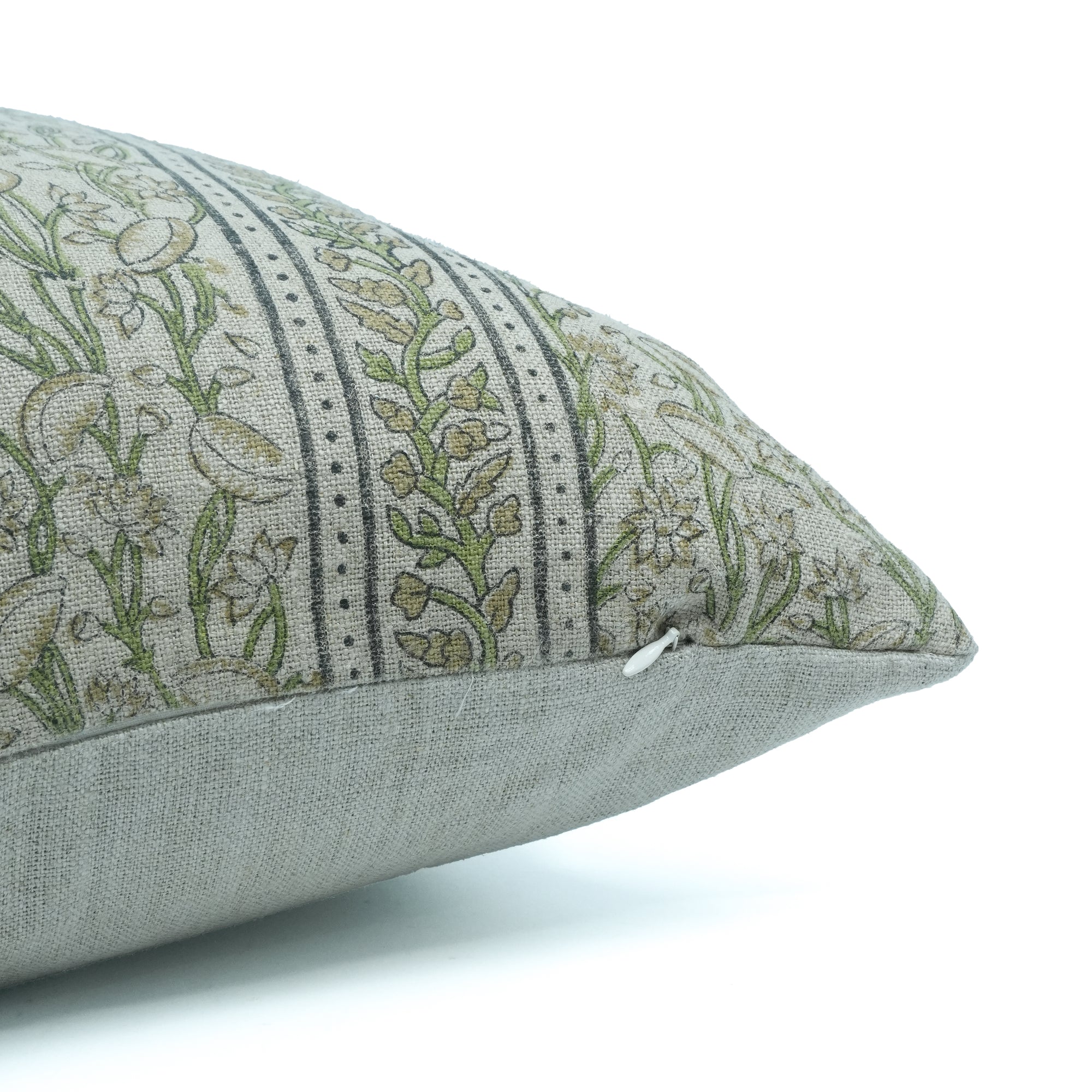 Pishta Border Brown Block Print Linen Sofa Pillow Cover