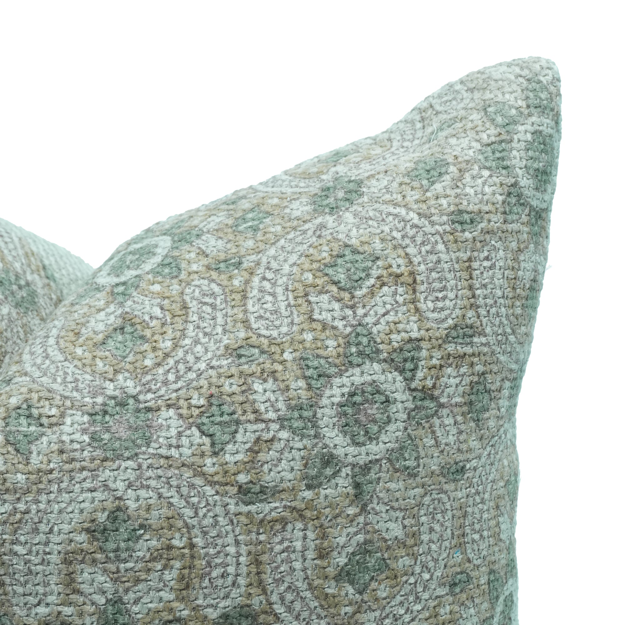 Indian Artisan Jute Linen Cushion Cover Gray Floral - Mahek