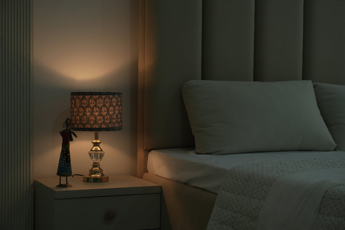 Pure Linen Block Print Bedroom Lampshade - Superstar