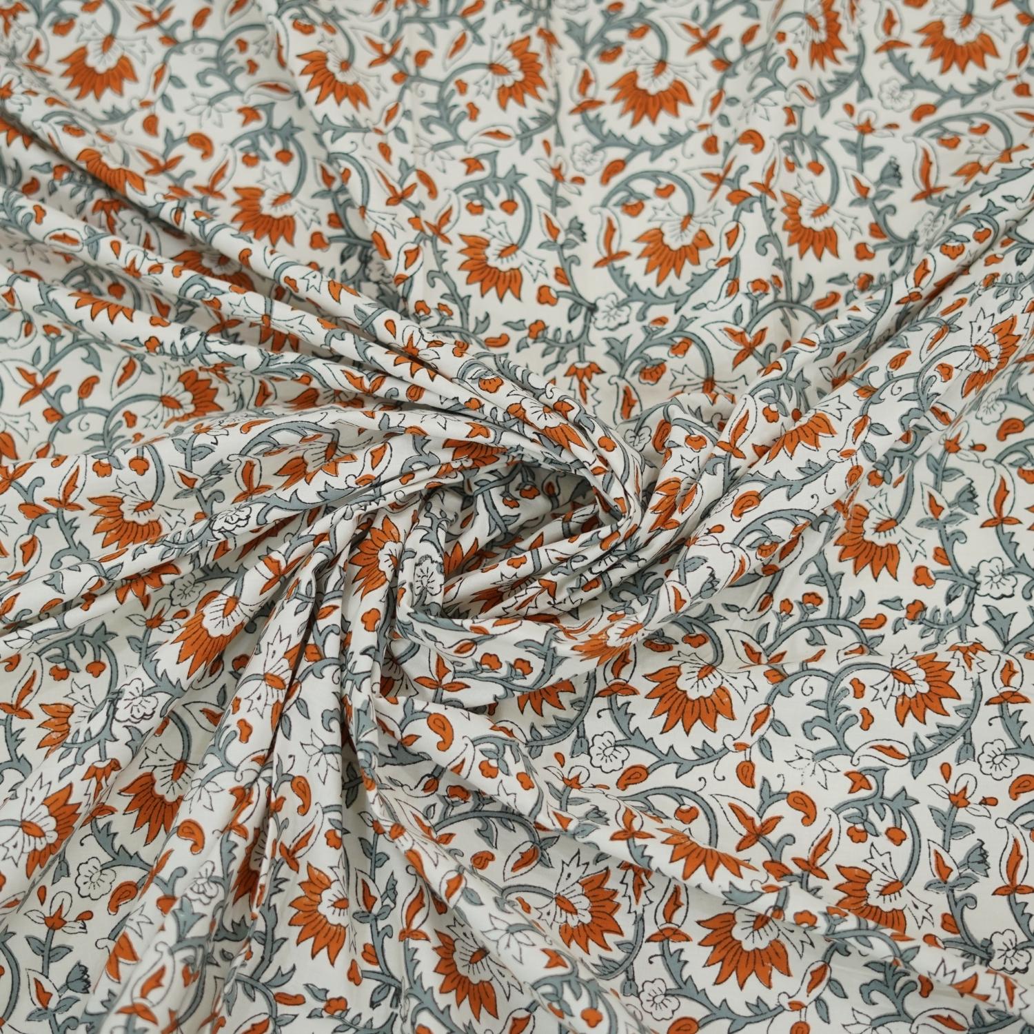 Our floral hand block printed bedsheet brings together soft cotton texture and artisan elegance. The accompanying pillow covers complete this restful, charming bedroom look.