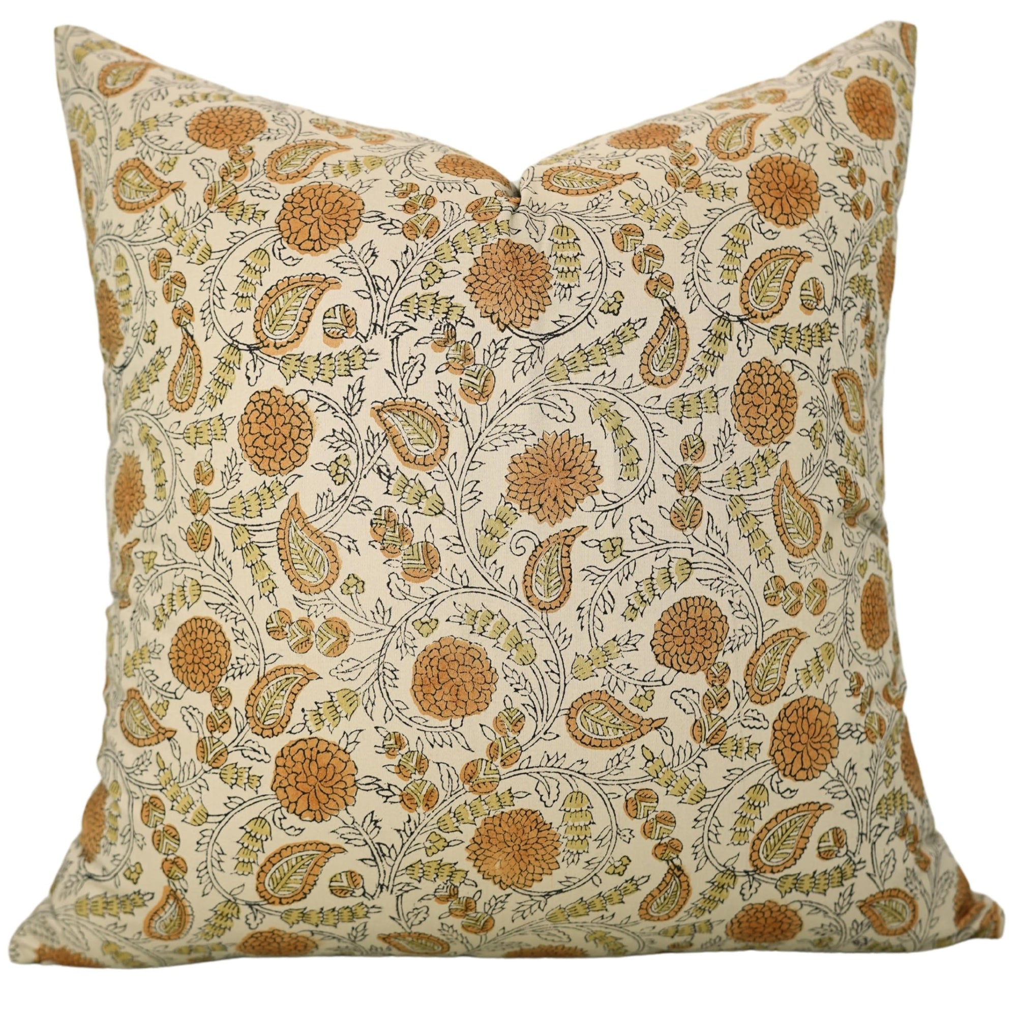 Fabdivine Handmade Block Print Satin Cotton 24X24 Inch Decorative Throw Accent Pillowcase Cushion Cover for Sofa, Couch, Farmhouse, Living Room, Fall Decoration, Boho Home Décor, Gopi, Rust