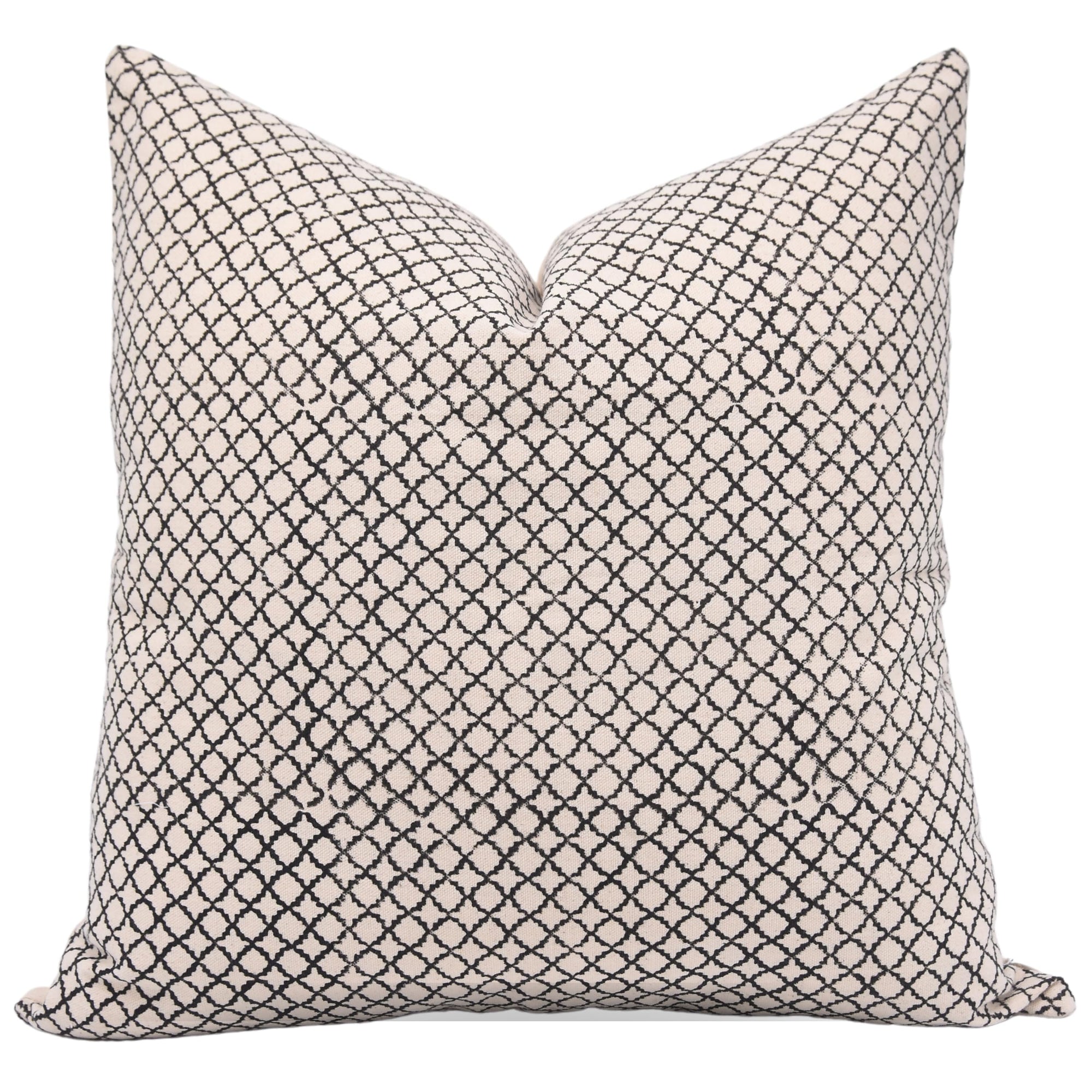 Fabdivine Handloom Block Print Duck Canvas 14X14 Inch Throw Pillow Case Cushion Cover for Sofa, Couch and Bed, Fall Decoration, Farmhouse, Outdoor, Living Room, Home Décor, Kabutar Jaal, Black