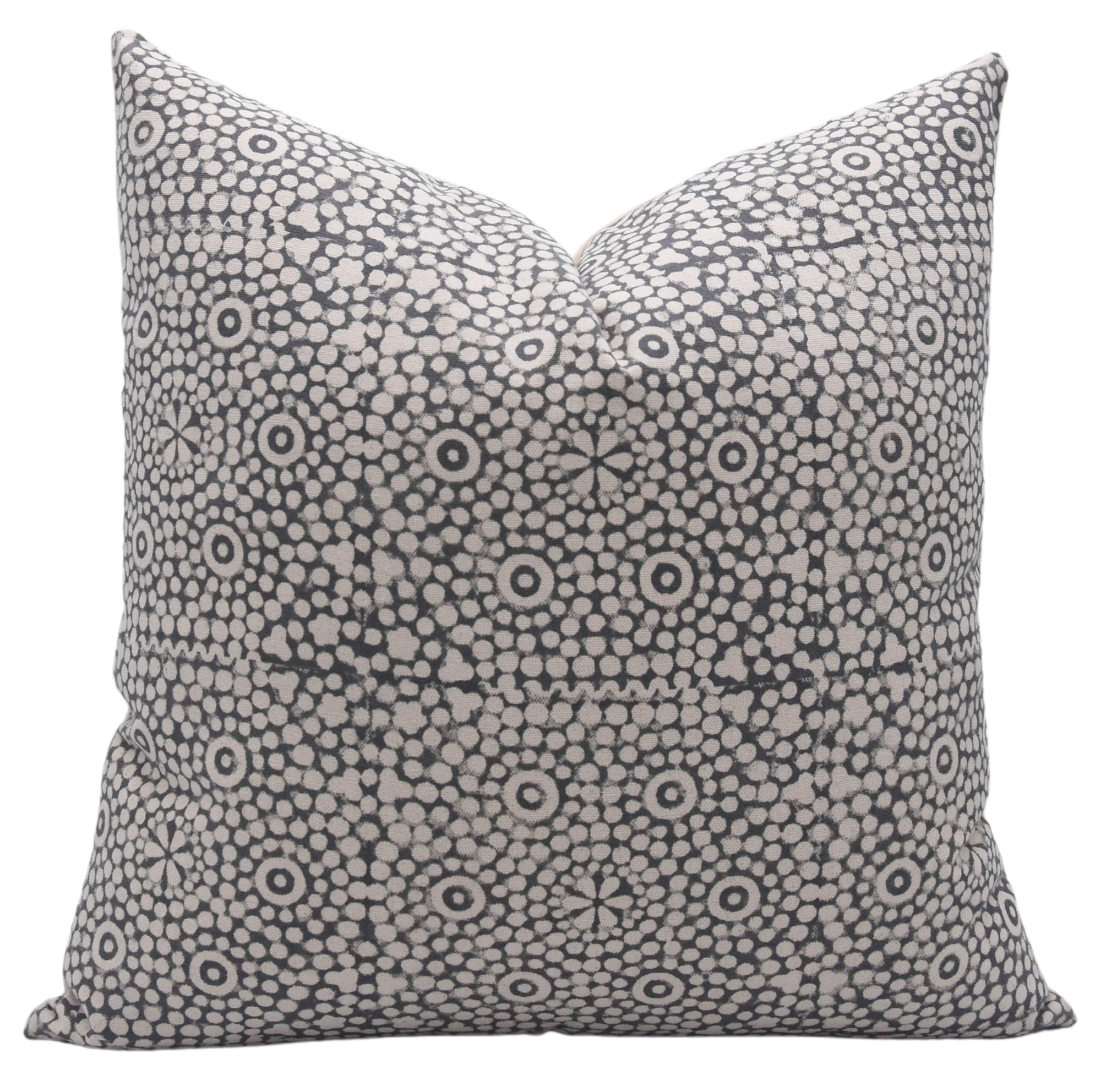 Fabdivine Vintage Hand Block Floral Print Duck Canvas 22x22 Inch Square Throw Pillow Cover Decoration for Outdoor, Farmhouse, Living Room, Sofa and Couch (Chunributi-Black)