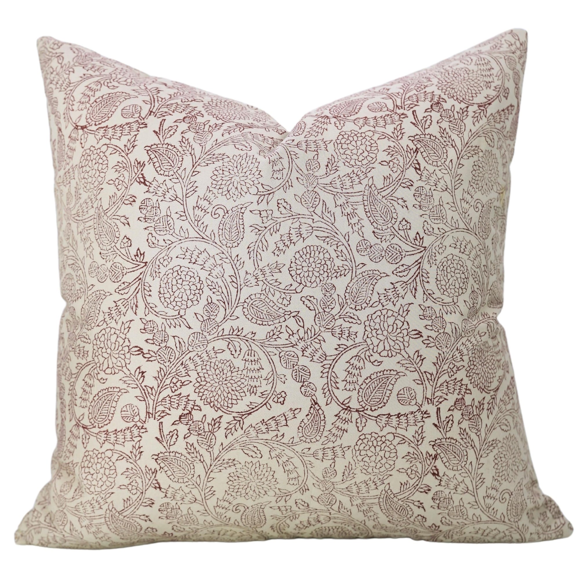 Fabdivine Handmade Block Print Satin Cotton 12'X18' Decorative Throw Accent Pillowcase Cushion Cover for Sofa, Couch, Farmhouse, Living Room, Fall Decoration, Boho Home Décor, Gopi, Maroon