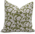 Decorative pillow cover with green and white floral pattern 