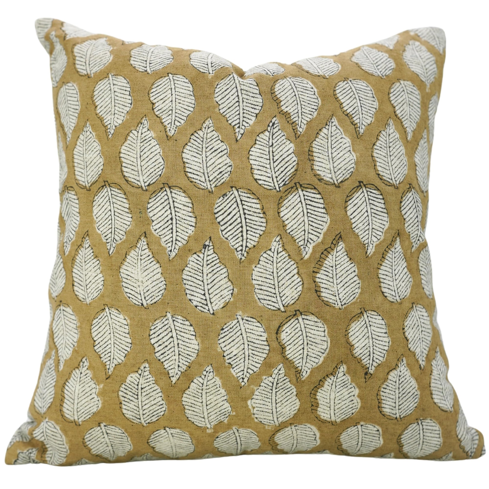 Fabdivine Handmade Block Print Decorative 14X14 Inches Throw Pillowcase Cushion Cover with Hidden Zipper for Sofa, Couch, Farmhouse, Summer, Spring, Fall Decoration, Panchi, Brown