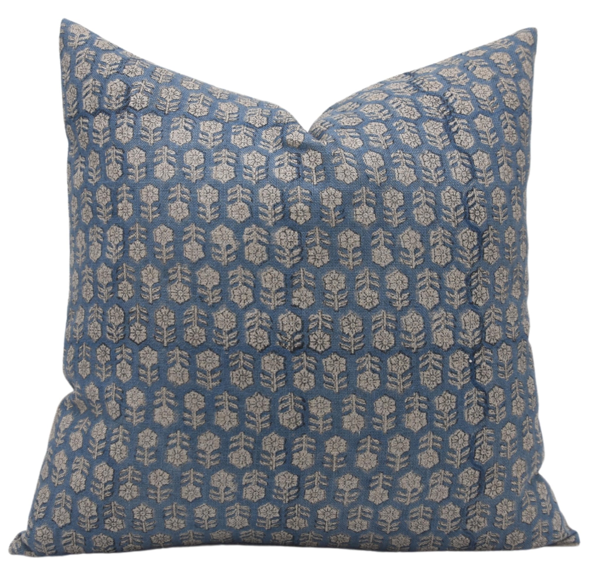 Fabdivine Block Print Thick Linen 14x36 Inches Throw Pillow Covers, Handmade Vintage Pillow Covers For Sofa and Couch, Floral Print Outdoor Cushion Cover With Boho Home Decor (Tulsi Buti, Dark Blue)