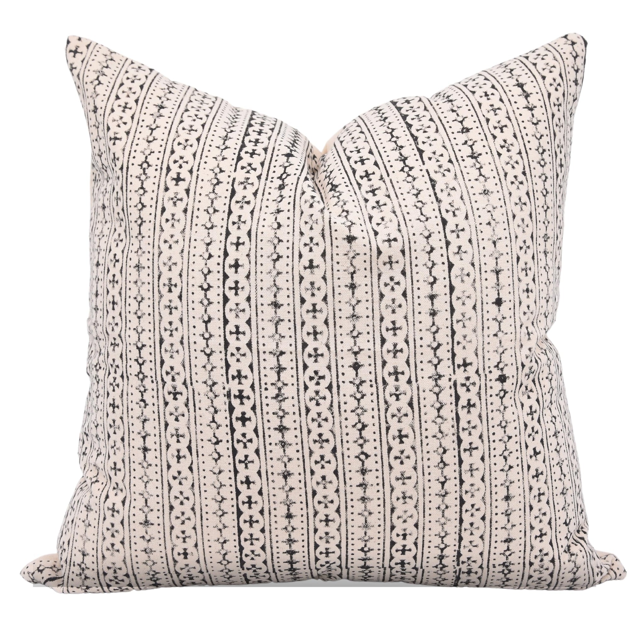 Fabdivine Duck Canvas Fabric 18x18 Inch Handmade Block Print Throw Vintage Pillowcase Cushion Cover, Farmhouse, Living Room, Fall Decorative, Outdoor for Sofa, Couch (Doji-Black)