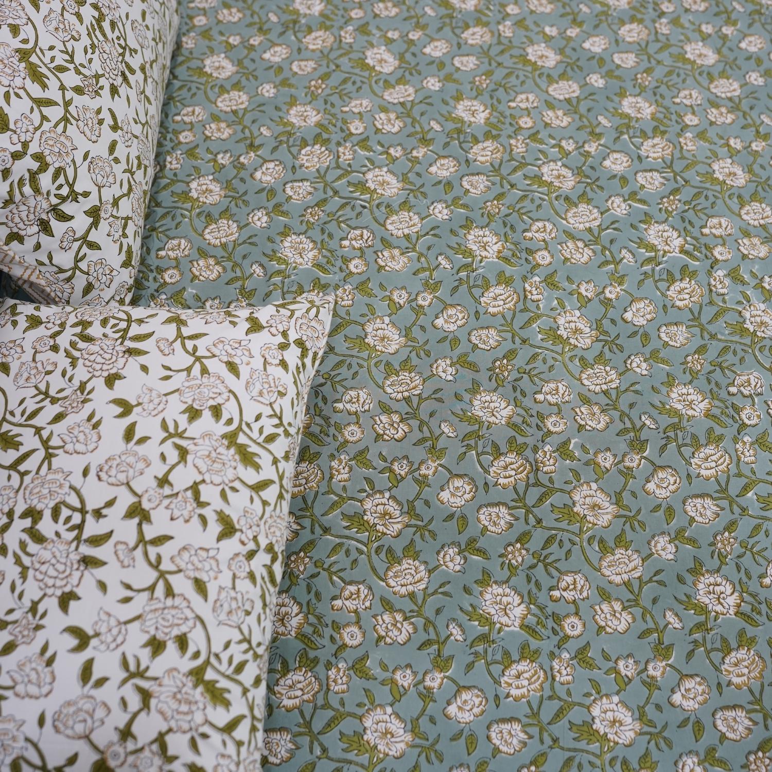 Cotton bedsheet for king, queen and twin size bed, made from 100% cotton fabric bedspread, floral block print handmade printed bedspread for king size bed.