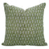Indian Traditional Print Olive Green Linen Pillow - Tulsi Buti 