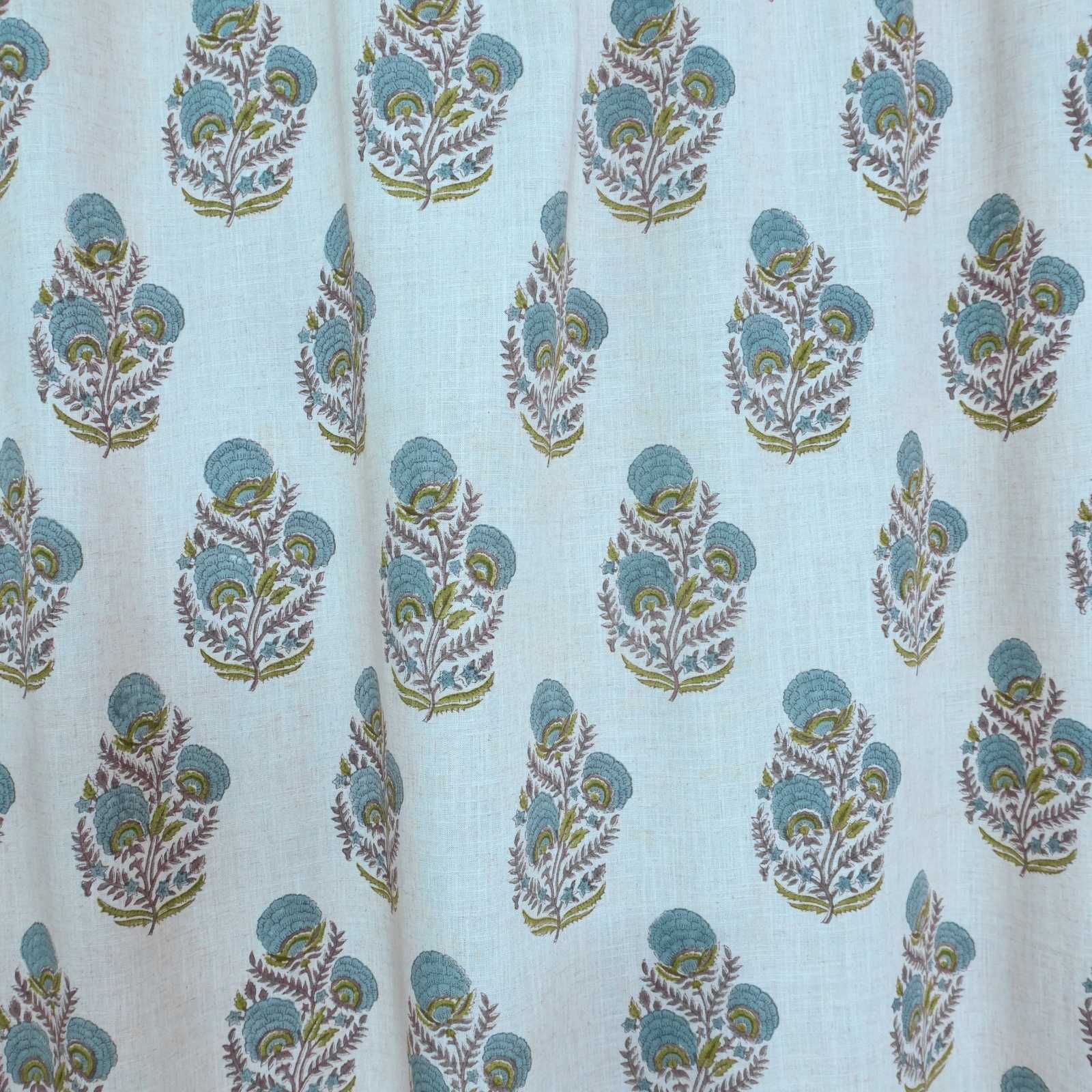 Mohini Hand Block Print Tab Top Curtains | Blue Linen