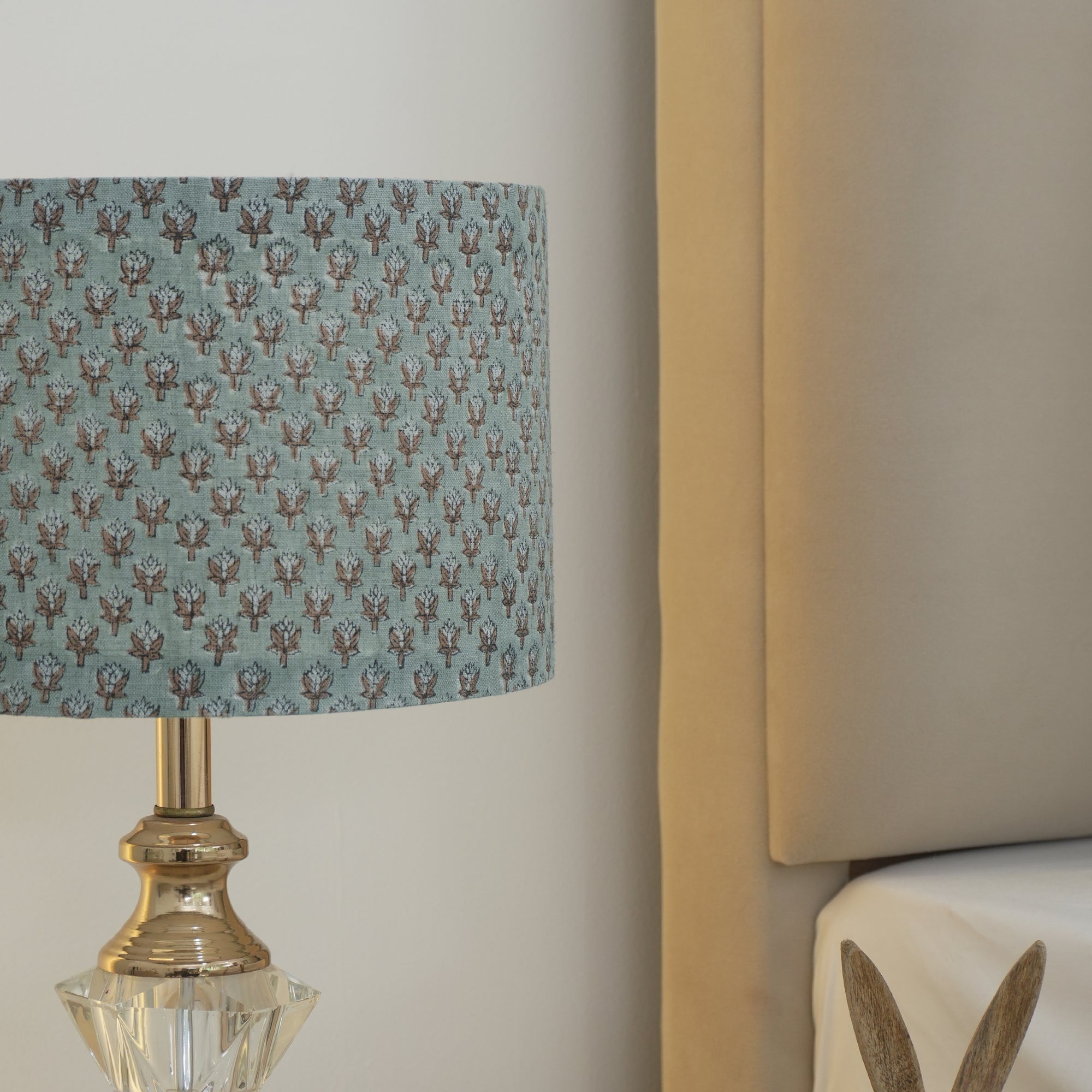 Handcrafted Sage Green Linen Drum Lampshade - Mogra