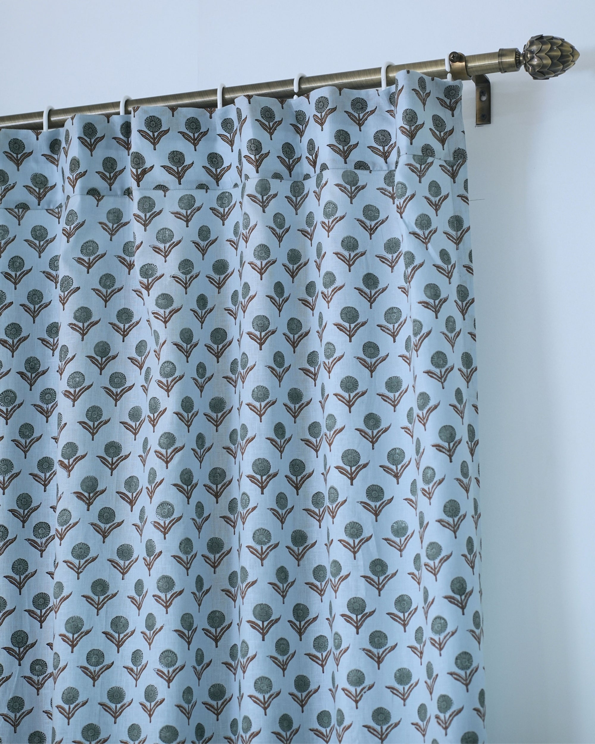 Indian Block Print Viscose Linen Window Curtains - Gendapushpa