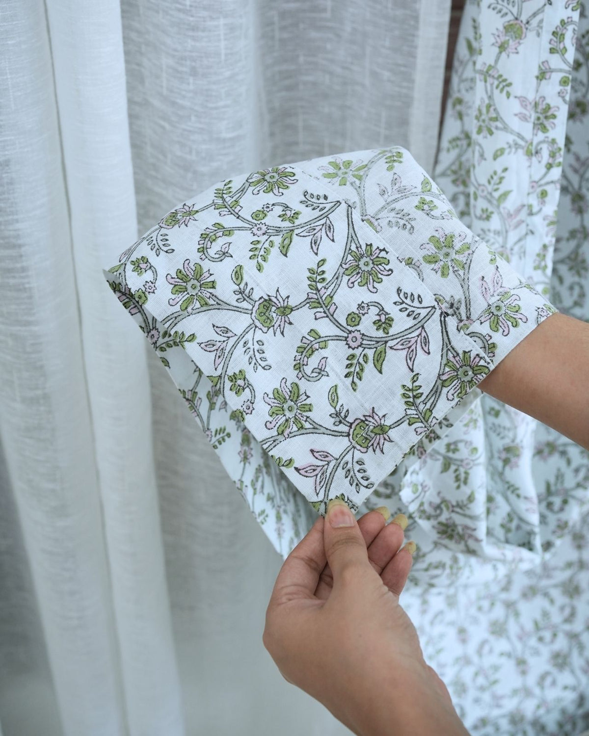 Floral Handcrafted Boho Curtain on Viscose Colored Linen || Varanasi