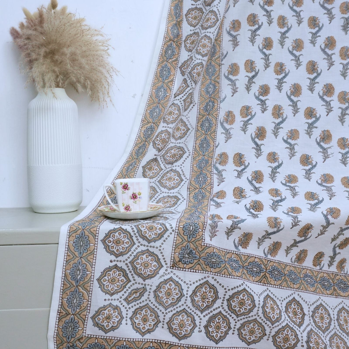 Handmade 100% Cotton Tab Top Curtain - Daffodil
