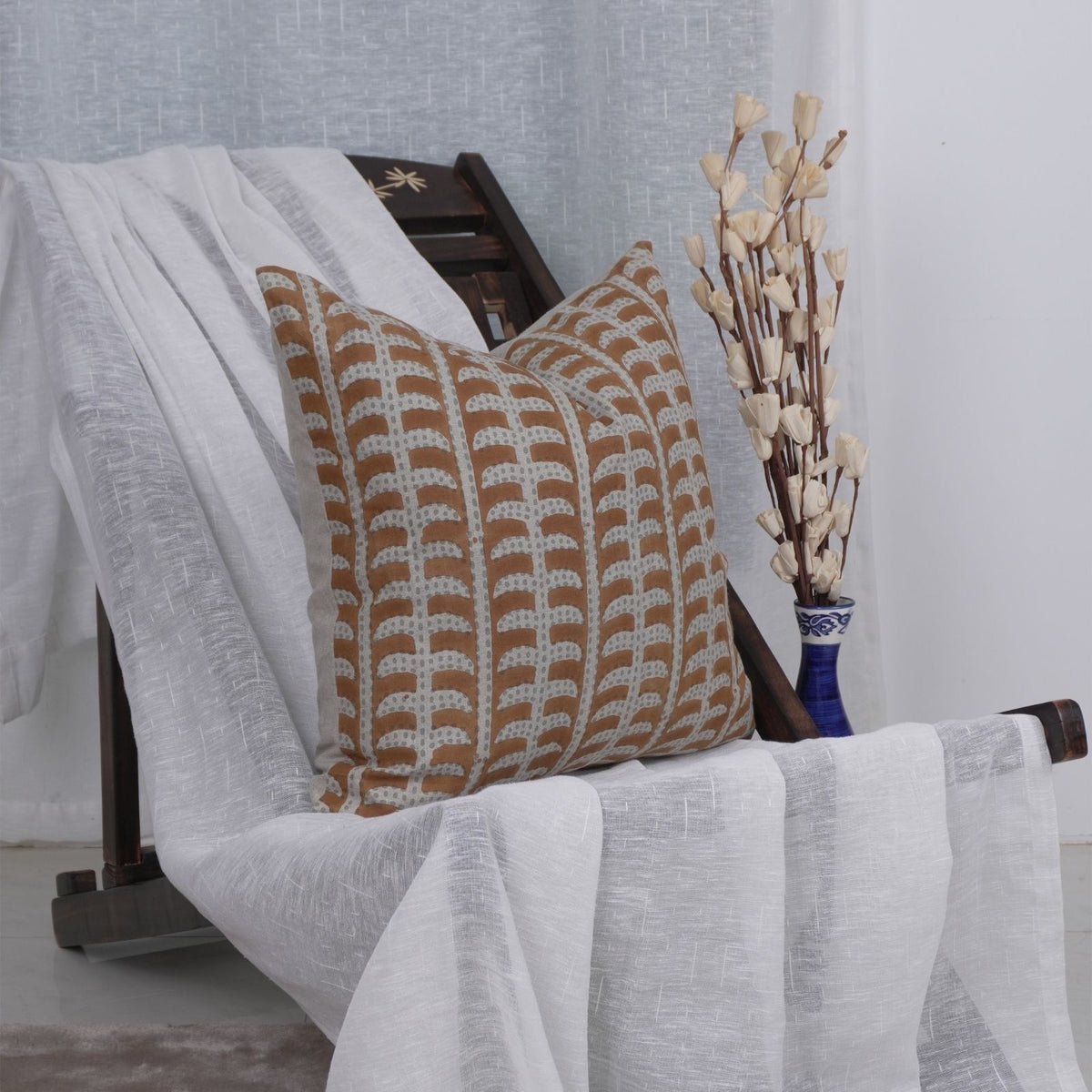 Indian Ancient Linen Pillow Cover for Sofa || Garud