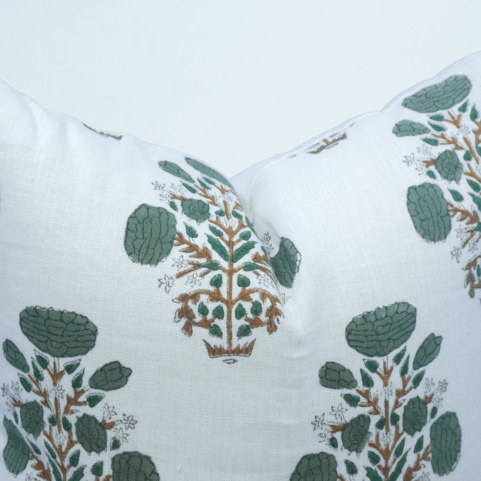 Indian Printed Pillow Cover | Gray Swadesh on Pure White Linen