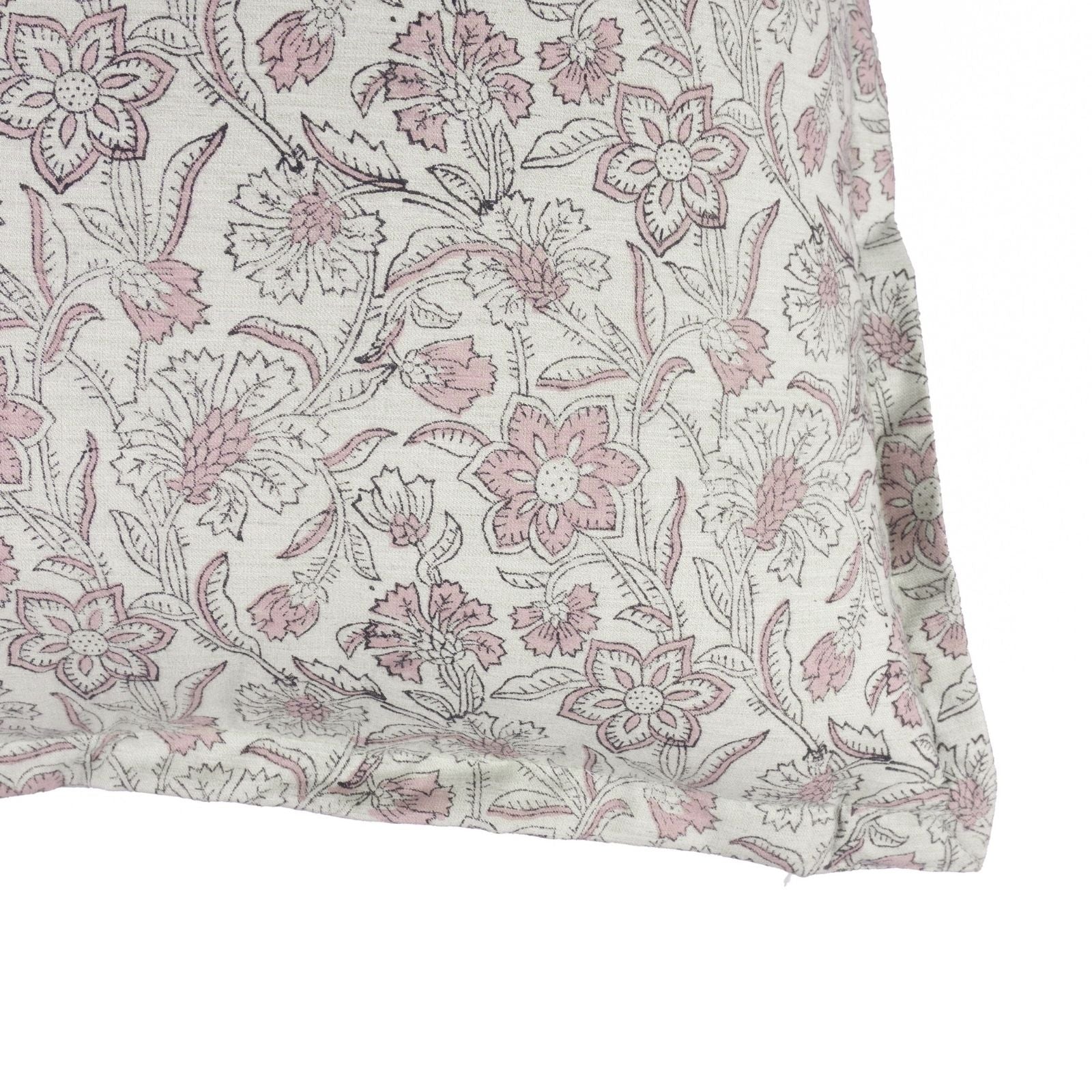 Indian Block Print Linen Blend Oxford Cushion Cover - Jarul