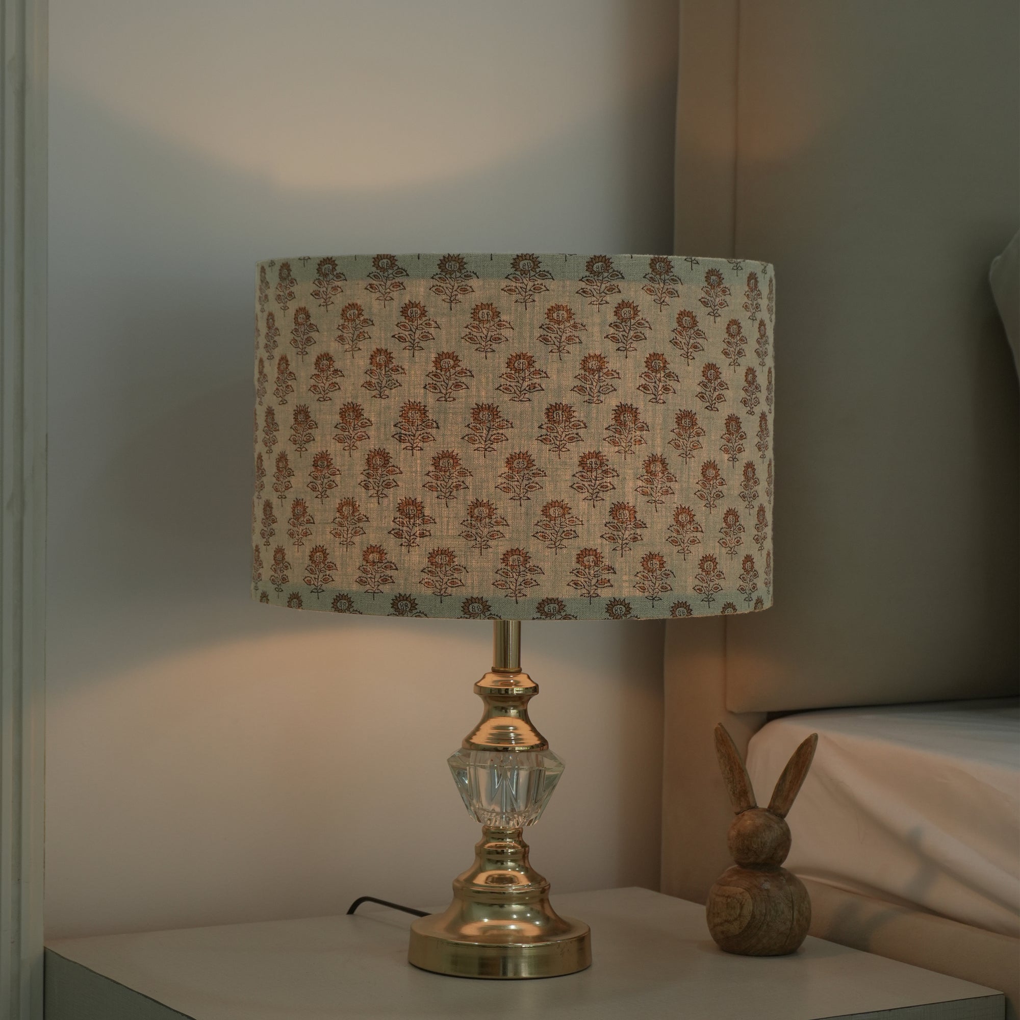 Jaipur Crafted Bagru Buti Pure Linen Floor Lampshade