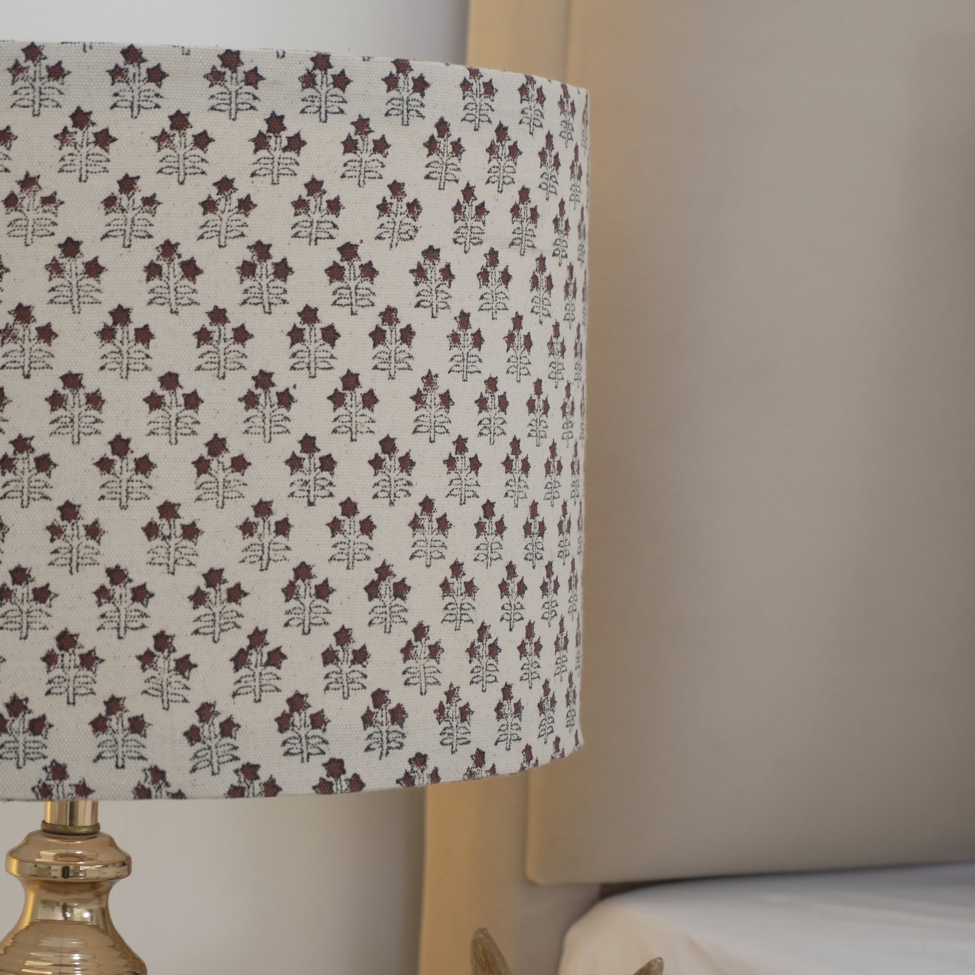 Block Print Duck Canvas Drum Table Lampshade - Keasriya