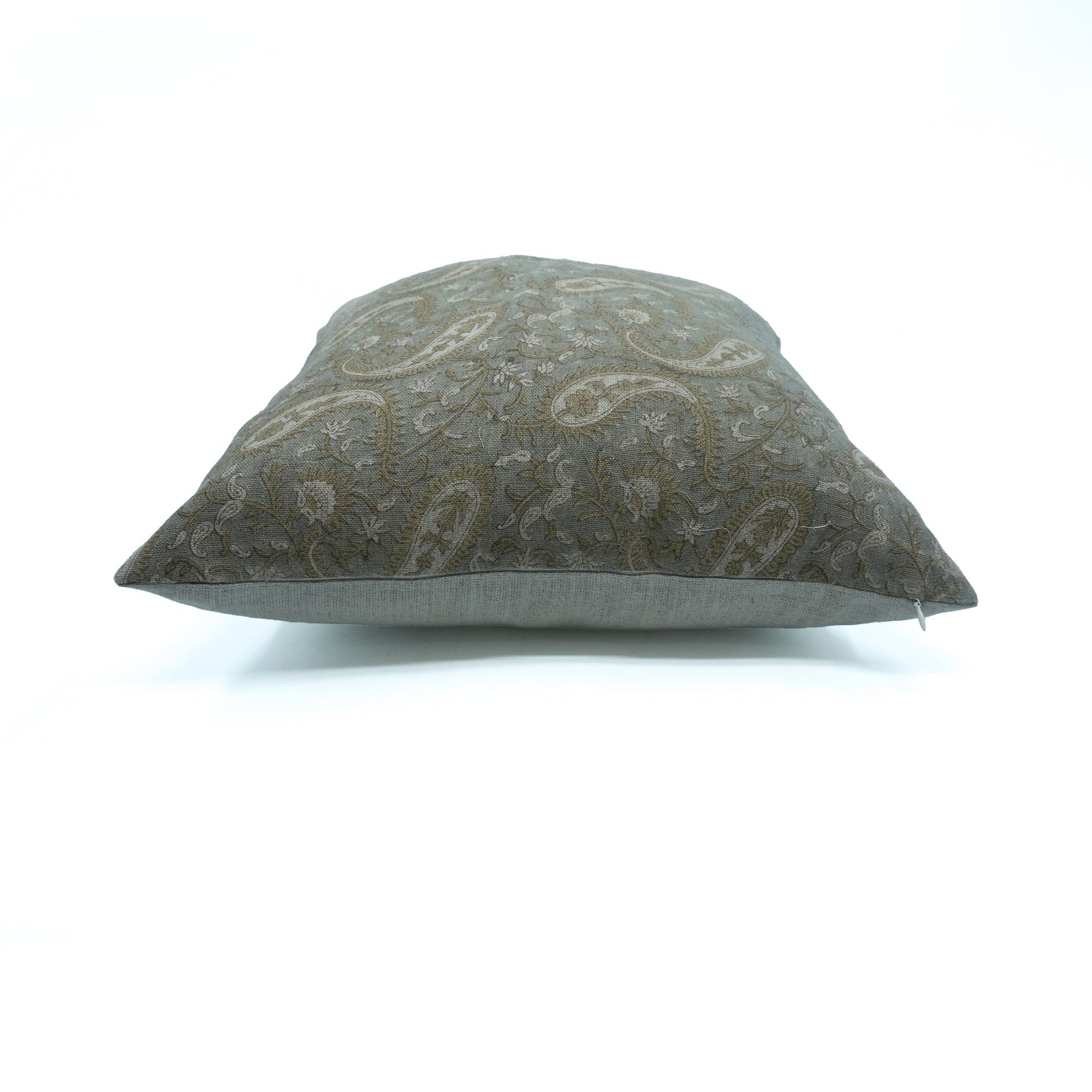 Gray Floral Kiara Indian Printed Thick Linen Cushion Case
