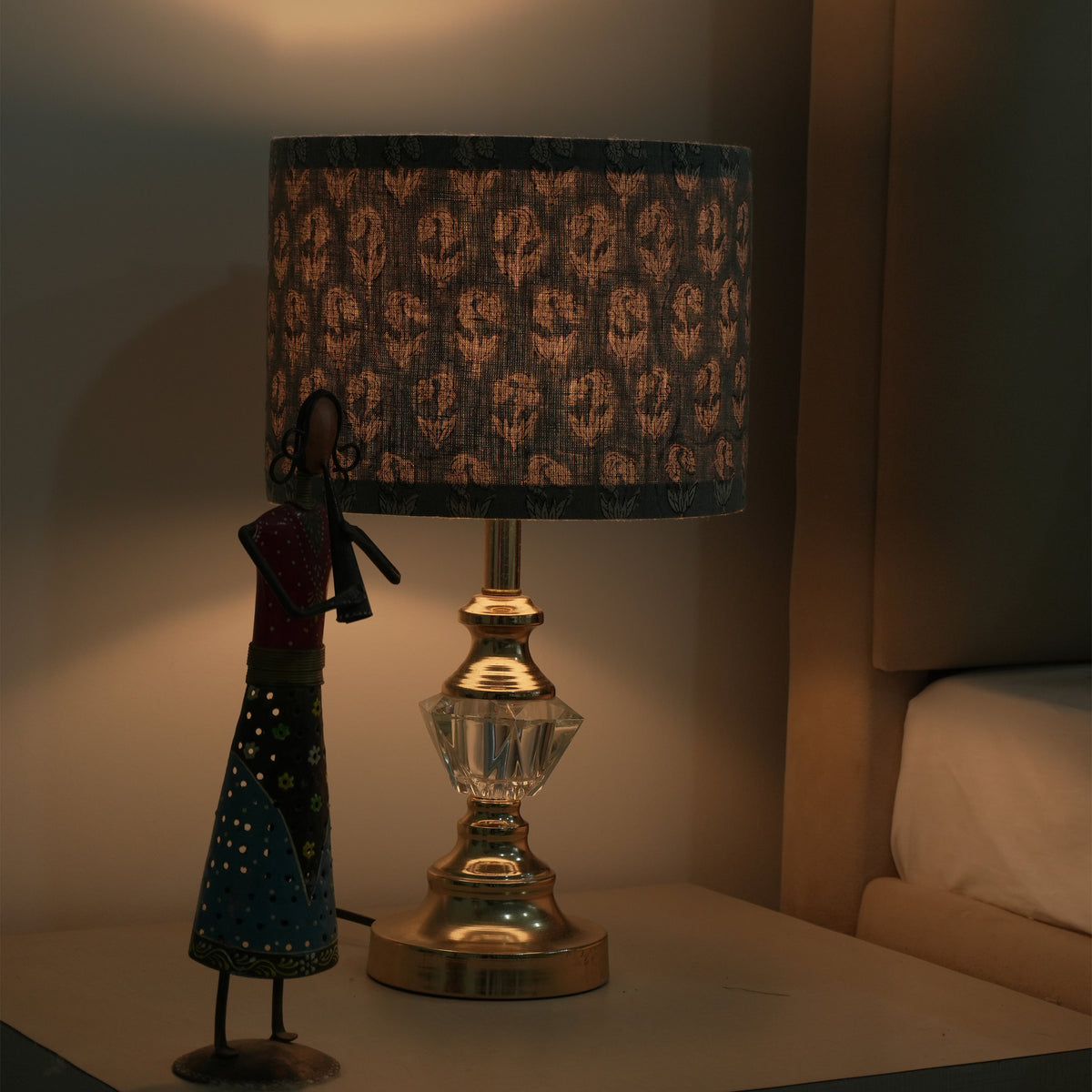 Pure Linen Block Print Bedroom Lampshade - Superstar