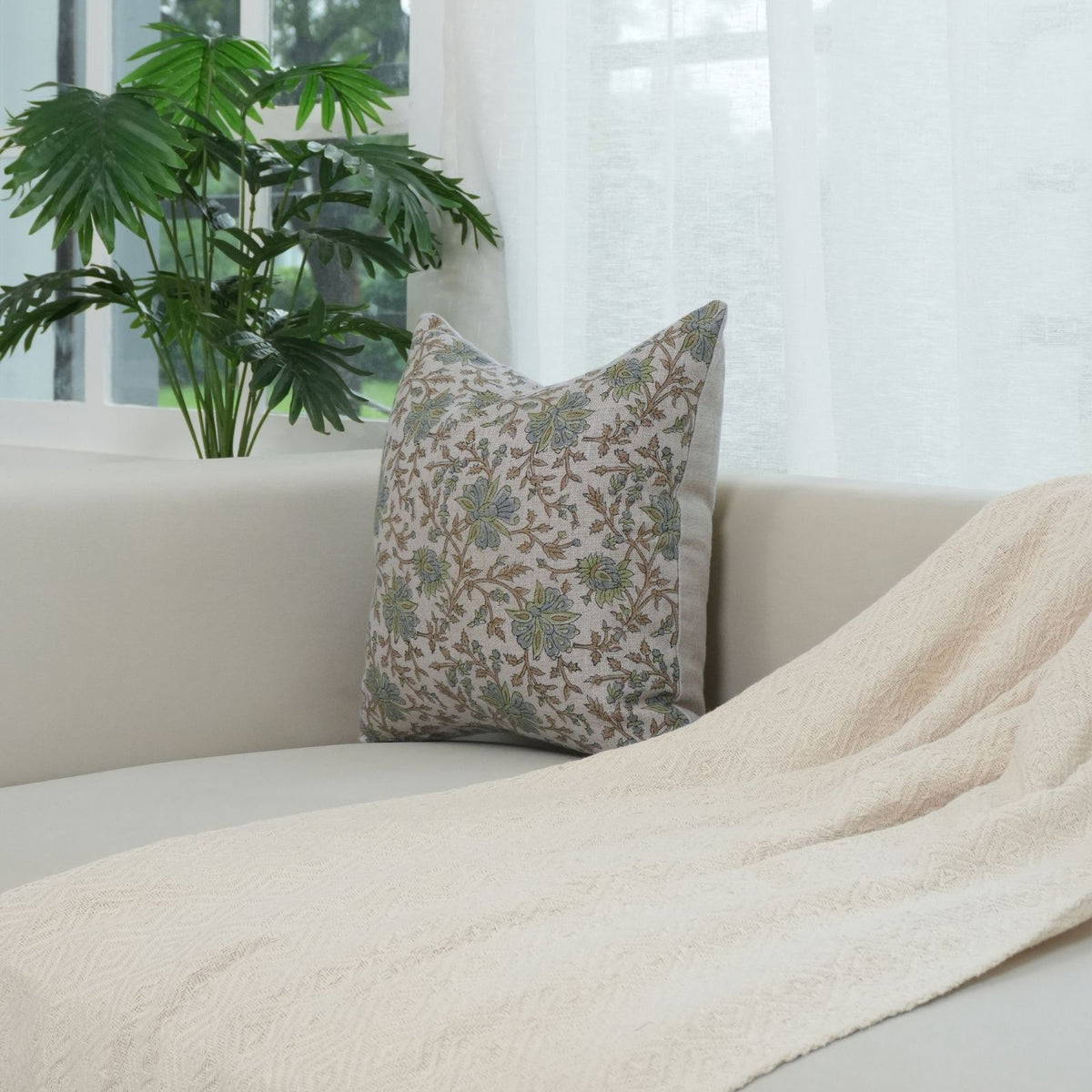 Block Print Neerable Linen Cushion Cover for Living Room