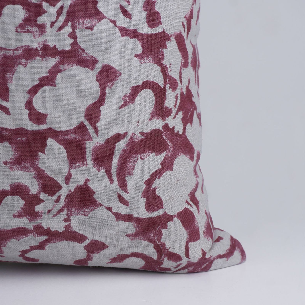 Handmade Red Floral Linen Throw Pillow Cover - Sulit