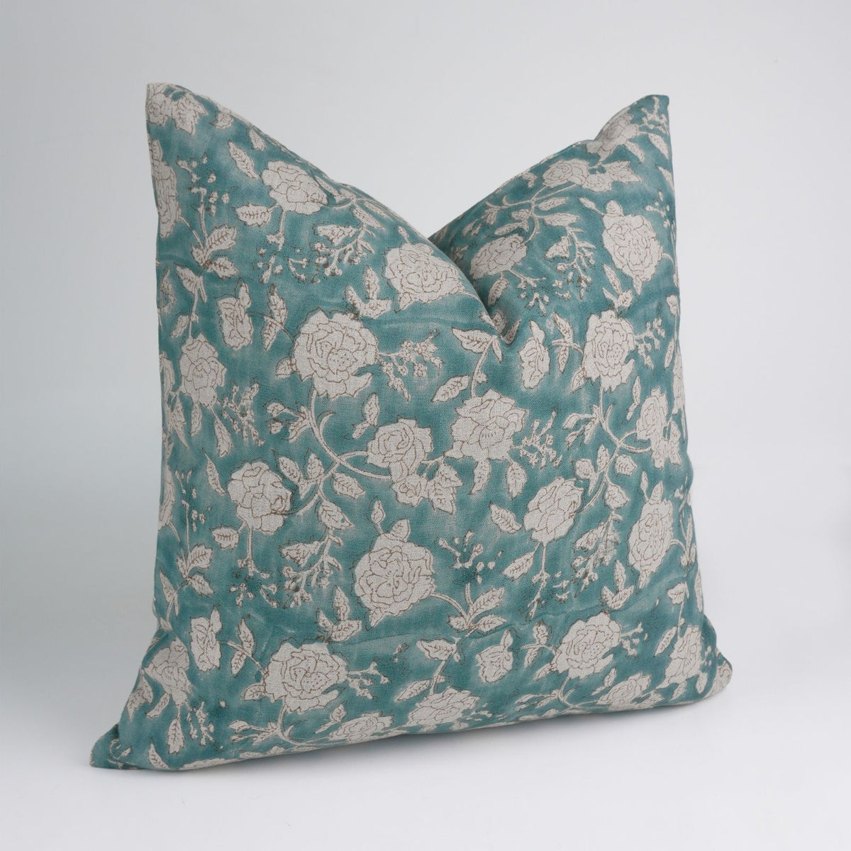 Handcrafted Decor Rameshwaram Teal Linen Pillow Cover