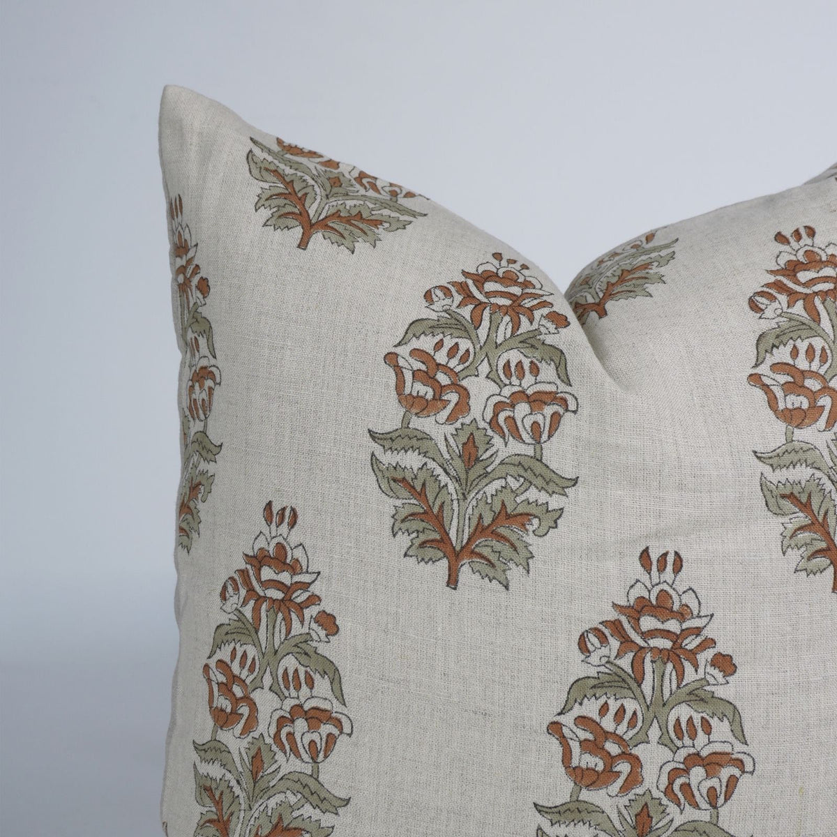Indian Print Hibiscus Pure Linen Throw Cover