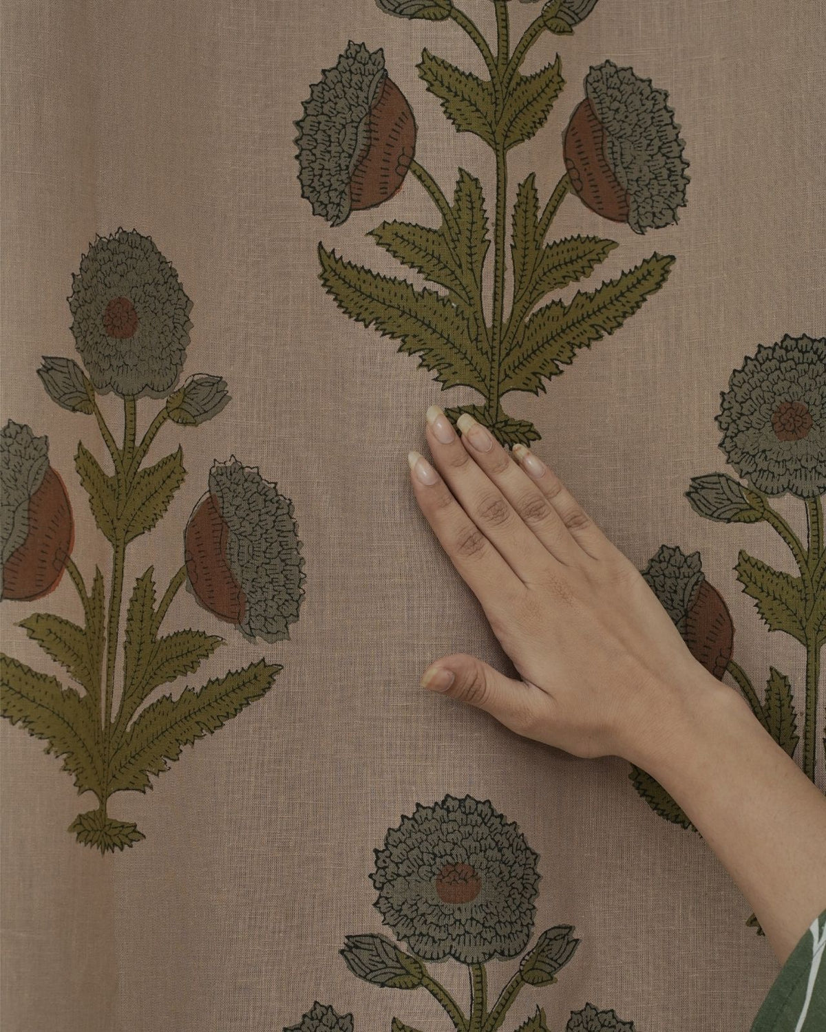 Block Print Viscose Colored Linen Ring Panel Drapery- Badshah