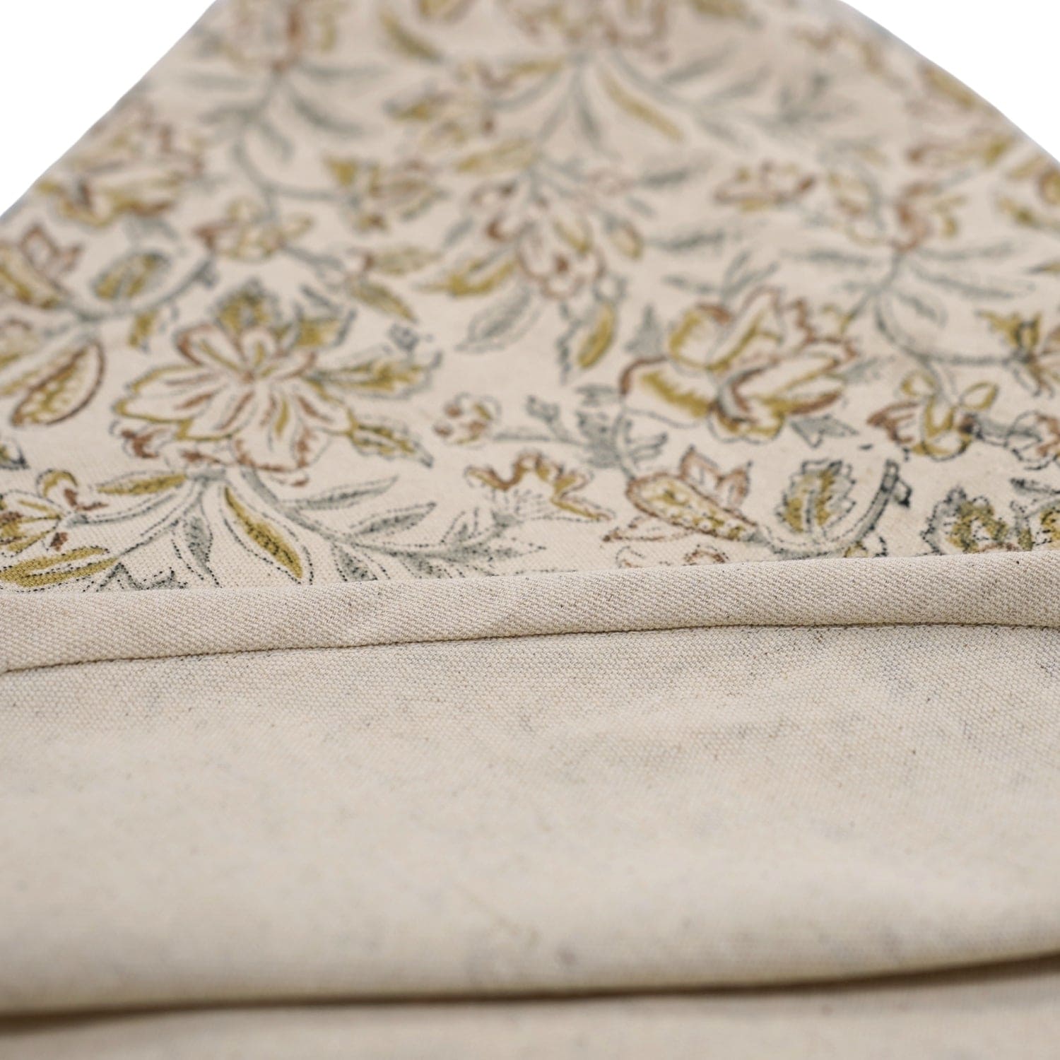 Handmade Indian Art Block Printed Gray Leaf Floral Duck Canvas Christmas Tree Skirts in Qudarat House Decor