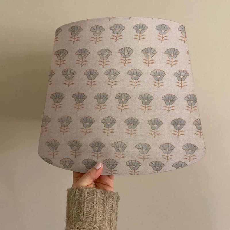Decorated lampshade with artisan block print