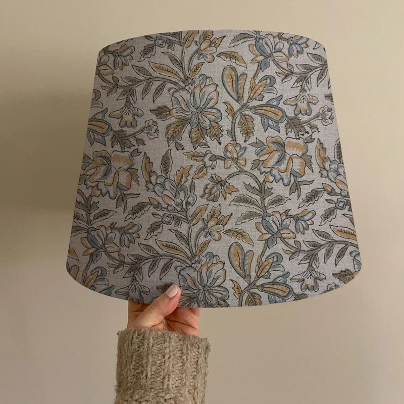 Block print fabric shades for lamps and decor