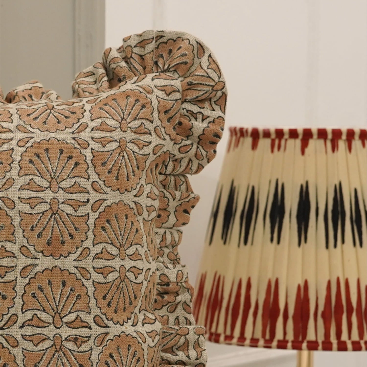 Handcrafted Floral Boho Thick Linen Frill Pillow Cover