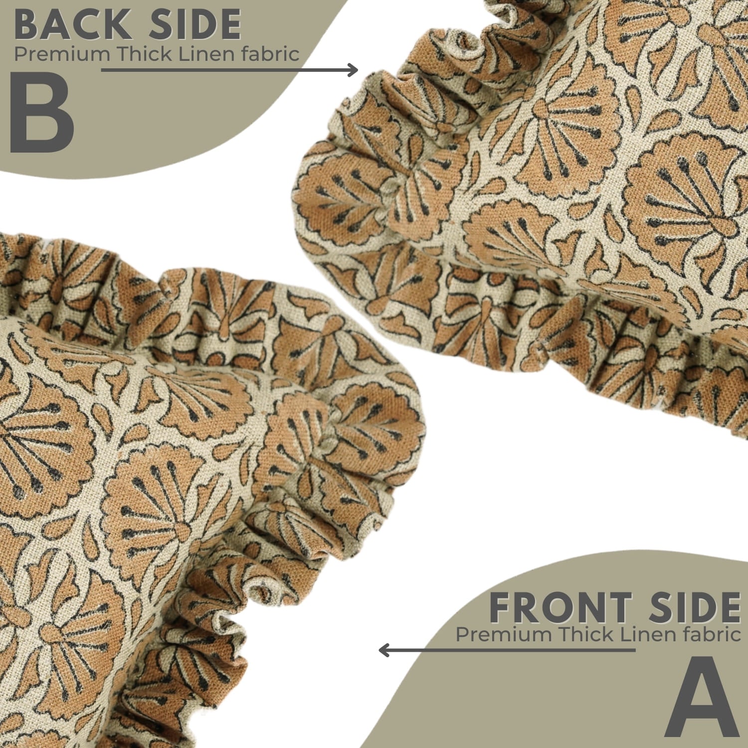 Handcrafted Floral Boho Thick Linen Frill Pillow Cover