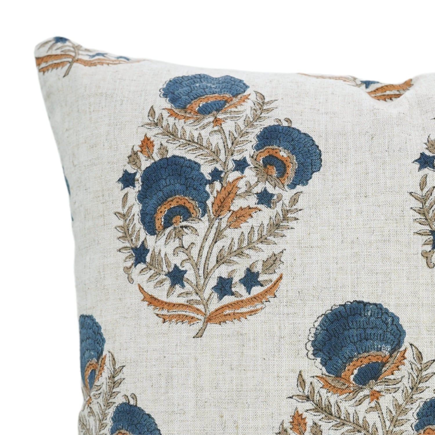 Decorative pillow with floral embroidery on a white background