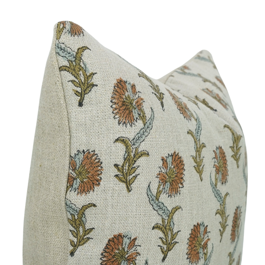 Block Printed Duck Canvas Pillow Cover - Dafodil By Fabdivine