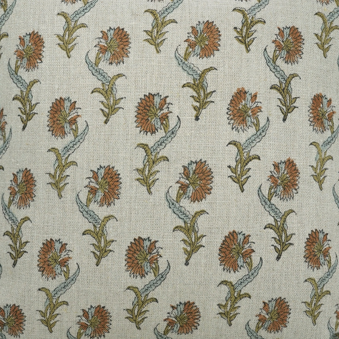 Block Printed Duck Canvas Pillow Cover - Dafodil By Fabdivine