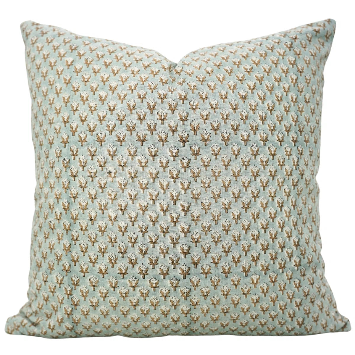 Mogra Blue Block Print Cushion Cover | Viscose Linen Boho Decor