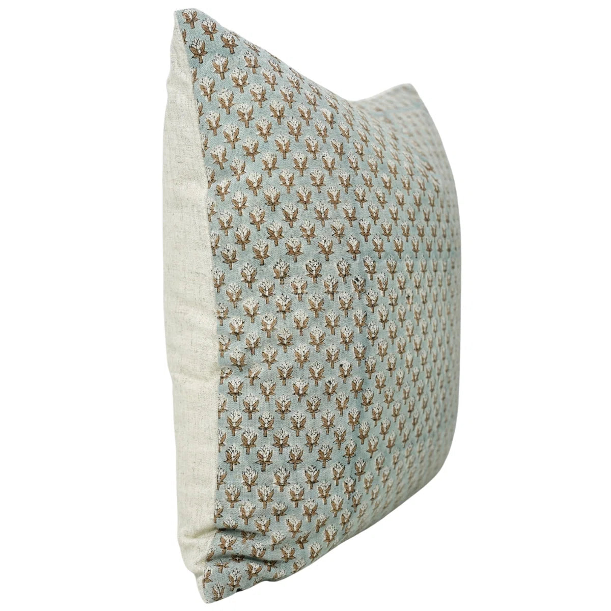Mogra Blue Block Print Cushion Cover | Viscose Linen Boho Decor