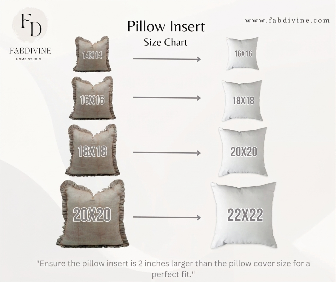 Handmade Beige Thick Linen Ruffle Edge Pillow Cover