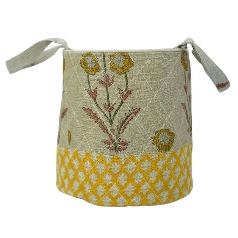 Luxury Roman shades with block print fabric 