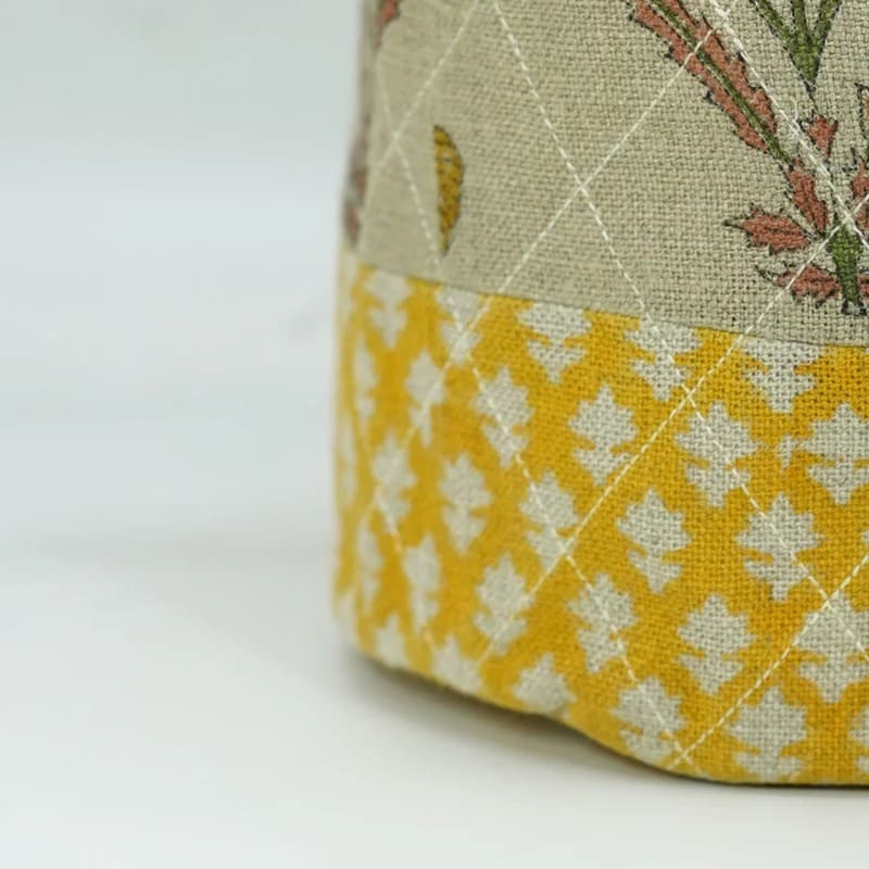 Decorative block print basket linen organizer