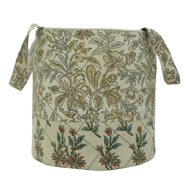 Hand print basket linen for bedroom storage 