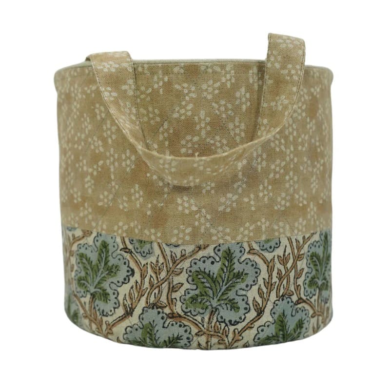 Linen basket with printed block design        